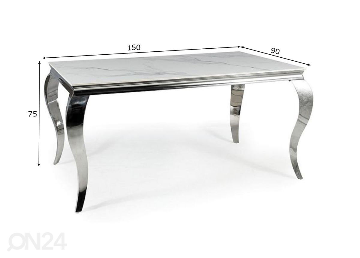 Ruokapöytä Baron 150x90 cm kuvasuurennos mitat