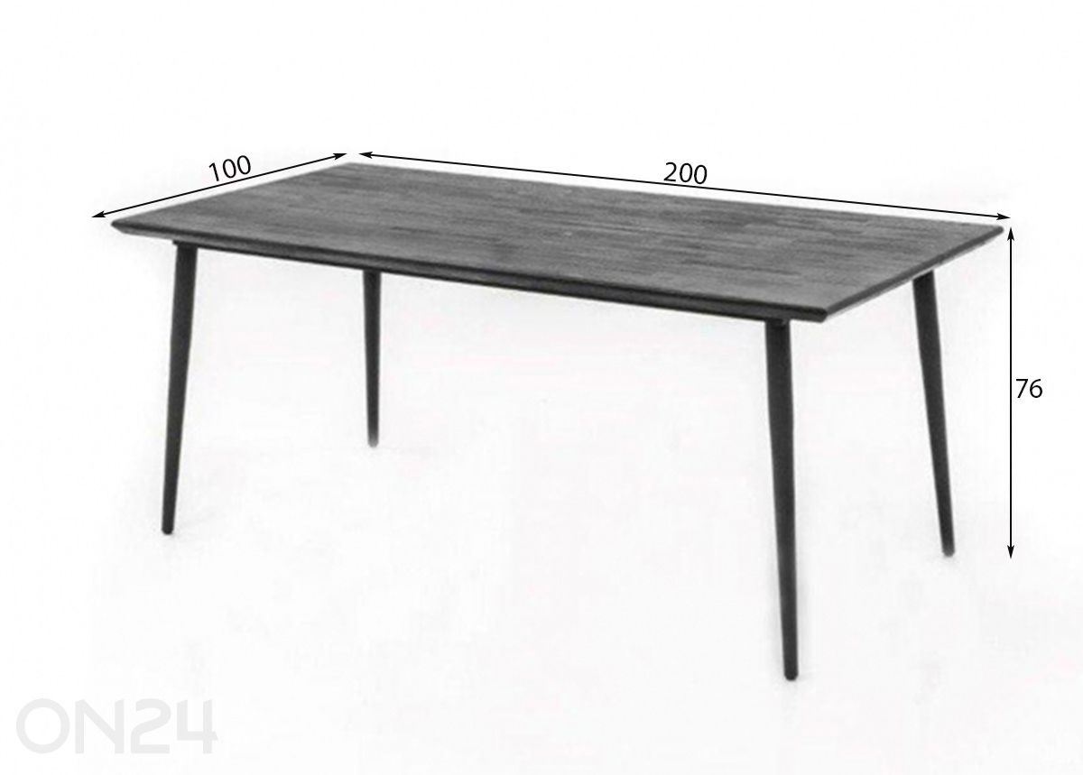 Ruokapöytä Capella 100x200 cm kuvasuurennos mitat