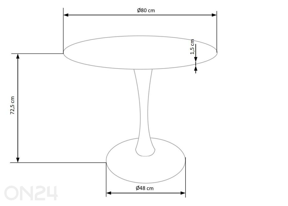 Ruokapöytä Denver Ø 80 cm kuvasuurennos mitat