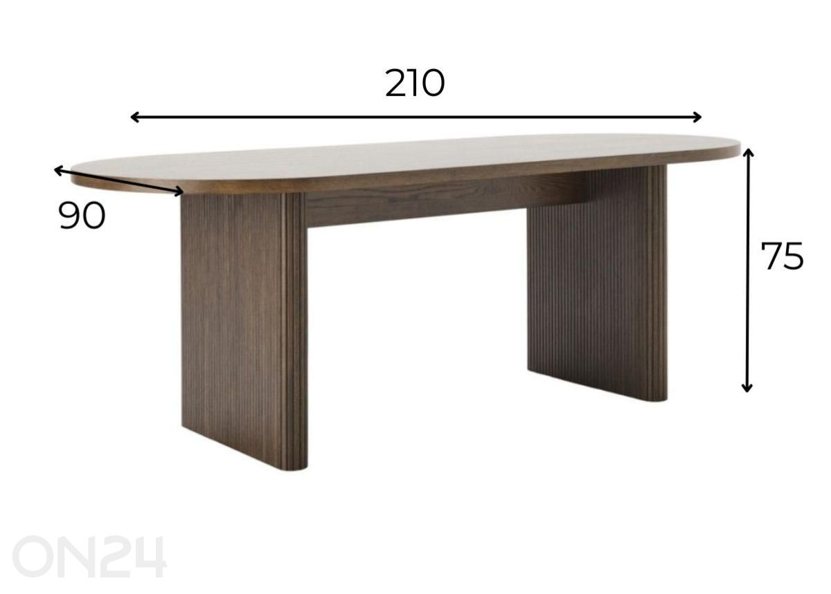 Ruokapöytä Fergon 90x210 cm kuvasuurennos mitat