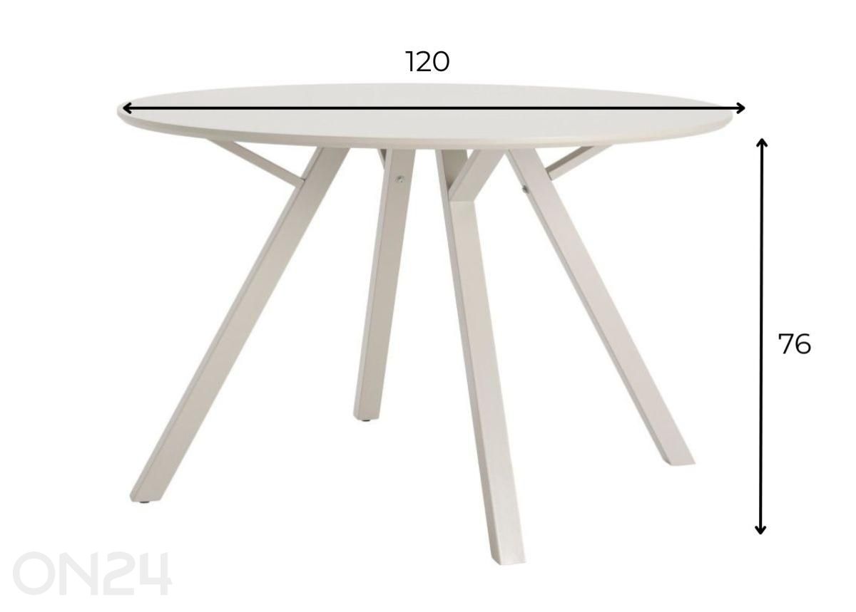 Ruokapöytä Harring D120 kuvasuurennos mitat