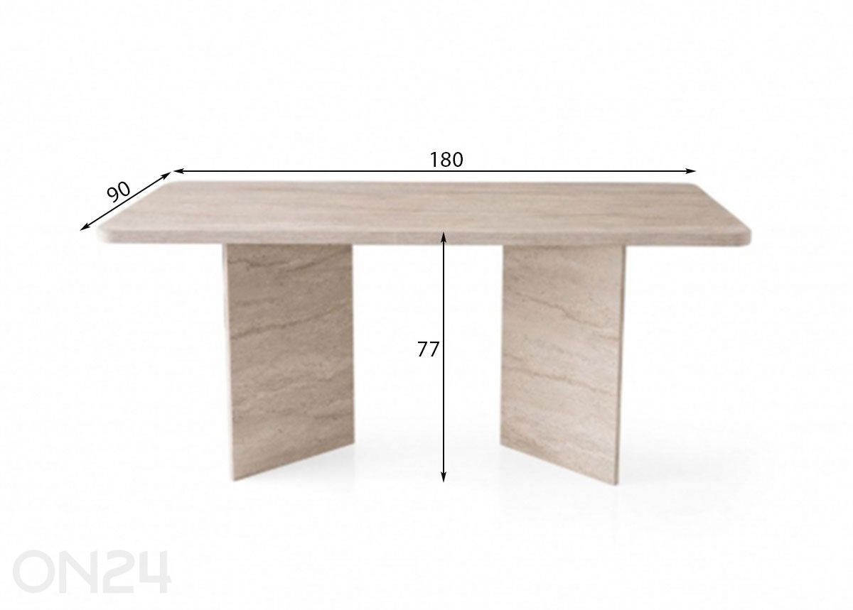 Ruokapöytä Loft 90x180 cm kuvasuurennos mitat