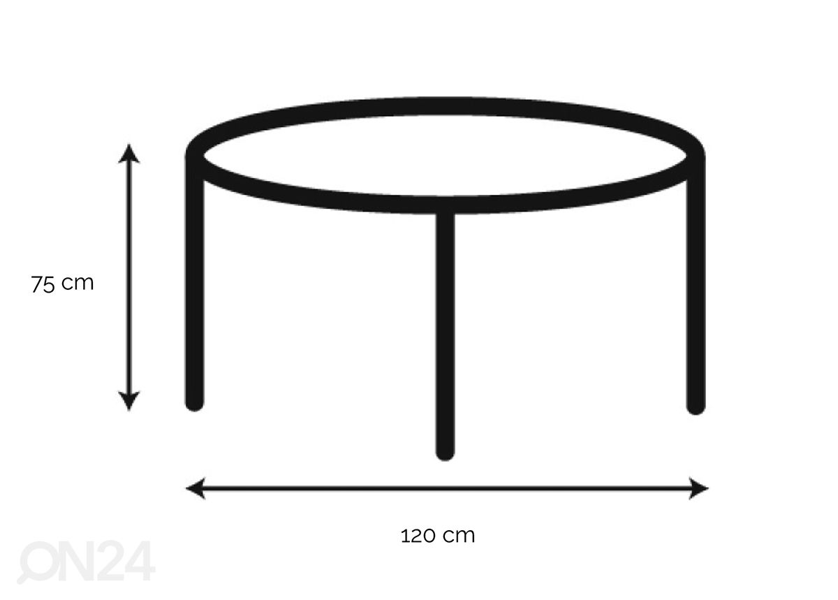 Ruokapöytä Ludvig Ø120 cm kuvasuurennos mitat
