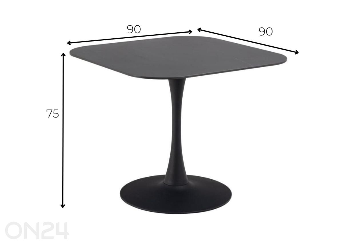 Ruokapöytä Malvi 90x90 kuvasuurennos mitat