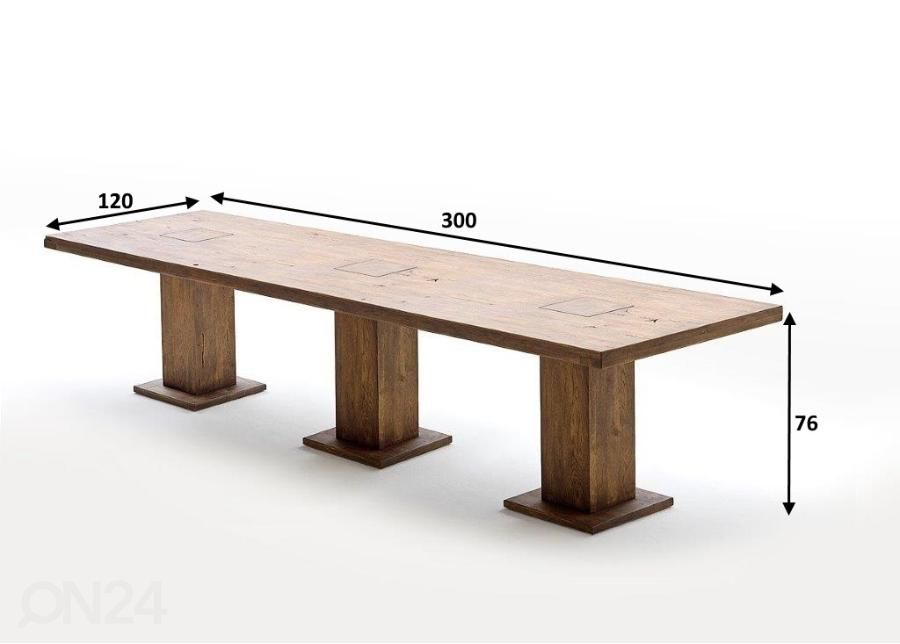Ruokapöytä Manchester 300x120 cm kuvasuurennos mitat