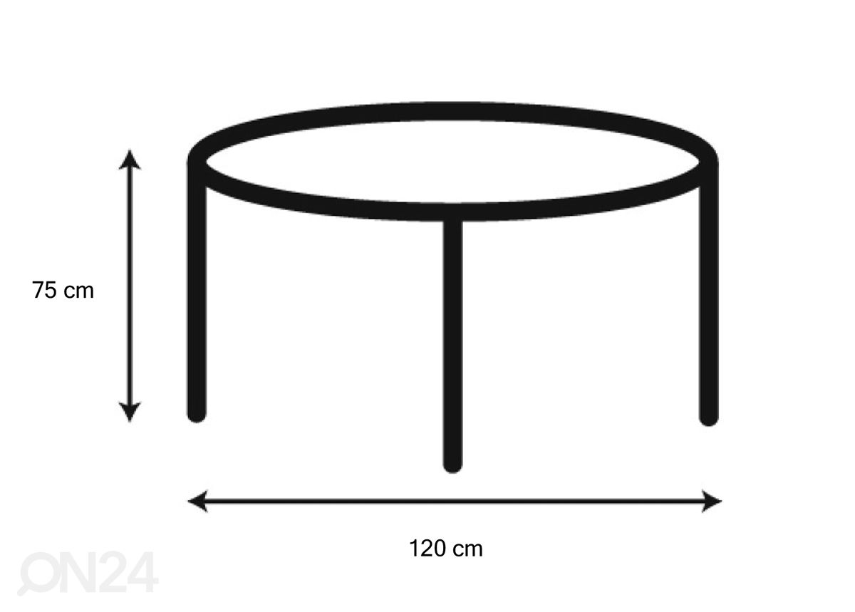 Ruokapöytä Marta Ø 120 cm kuvasuurennos mitat