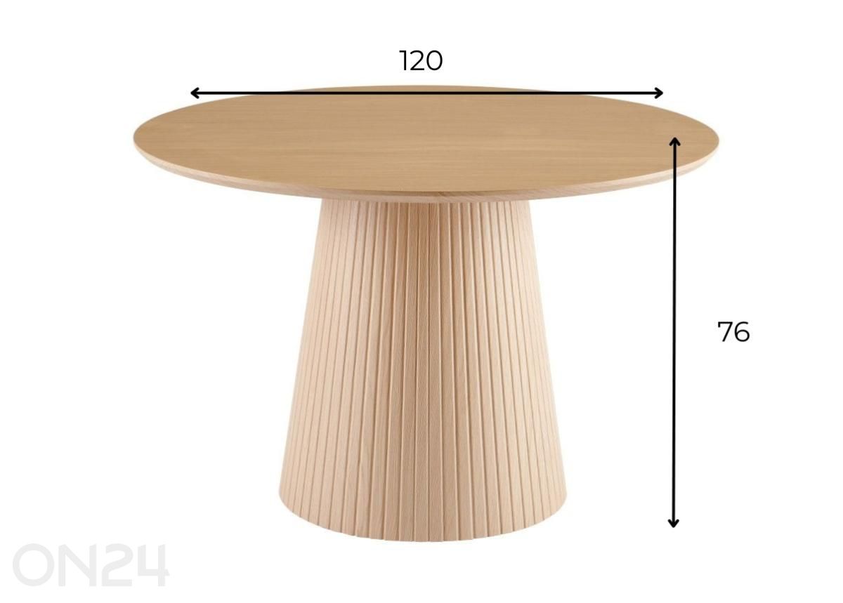 Ruokapöytä Mermin, Ø 120 cm kuvasuurennos mitat