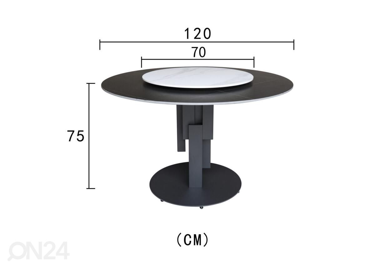 Ruokapöytä Modig Ø 120 cm kuvasuurennos mitat