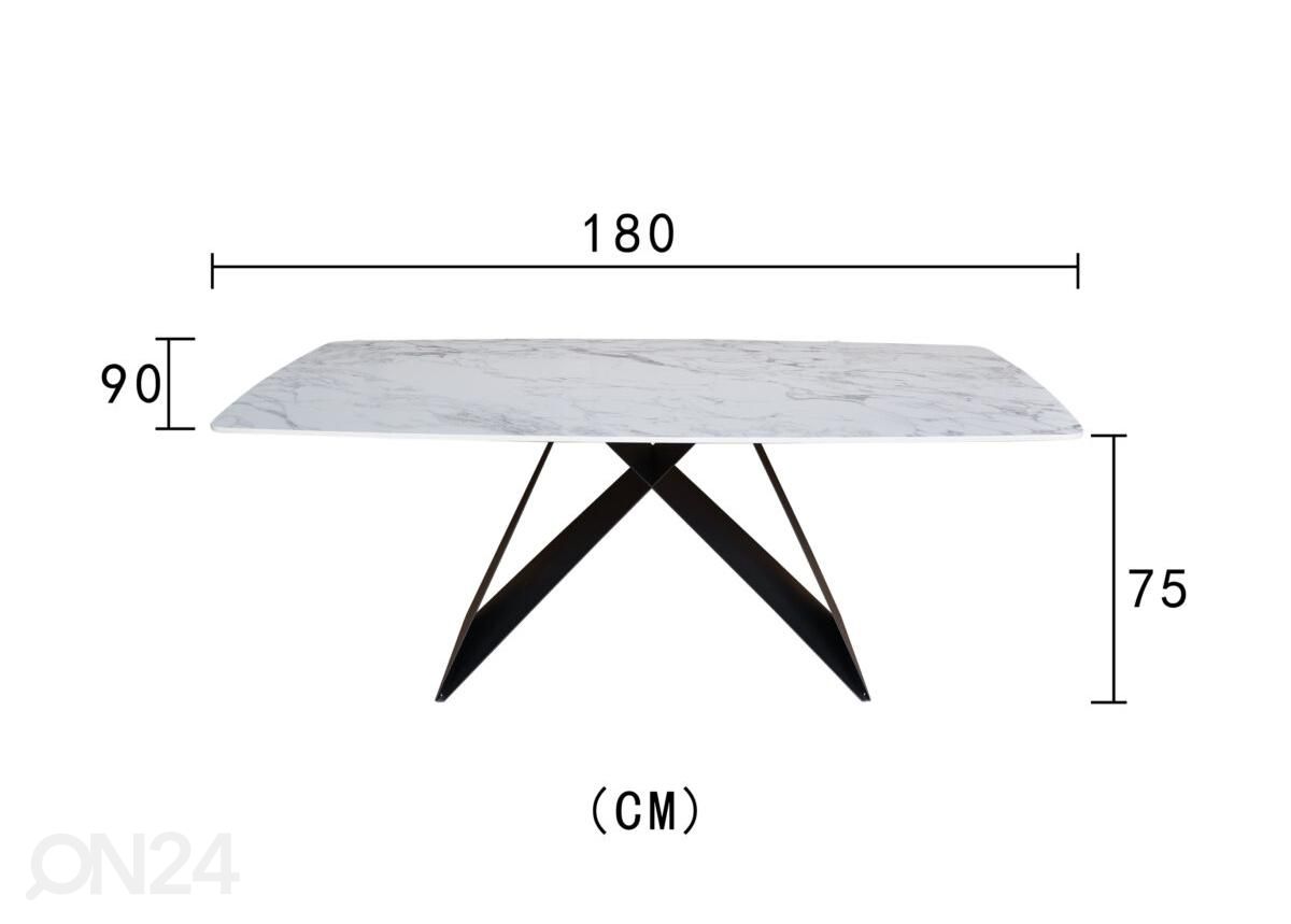 Ruokapöytä Modig 90x180 cm kuvasuurennos mitat