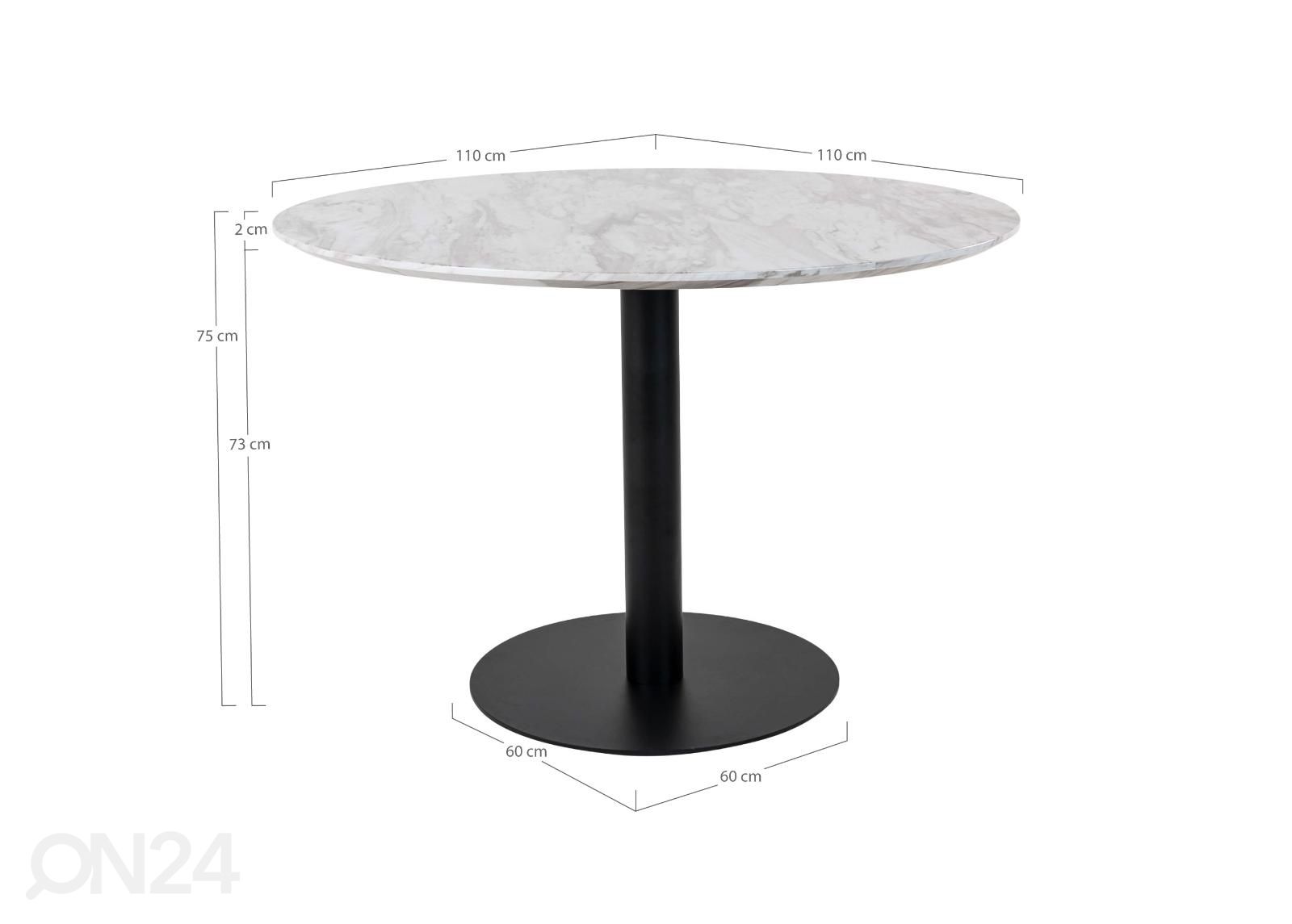 Ruokapöytä Piacenza Ø110 cm kuvasuurennos mitat