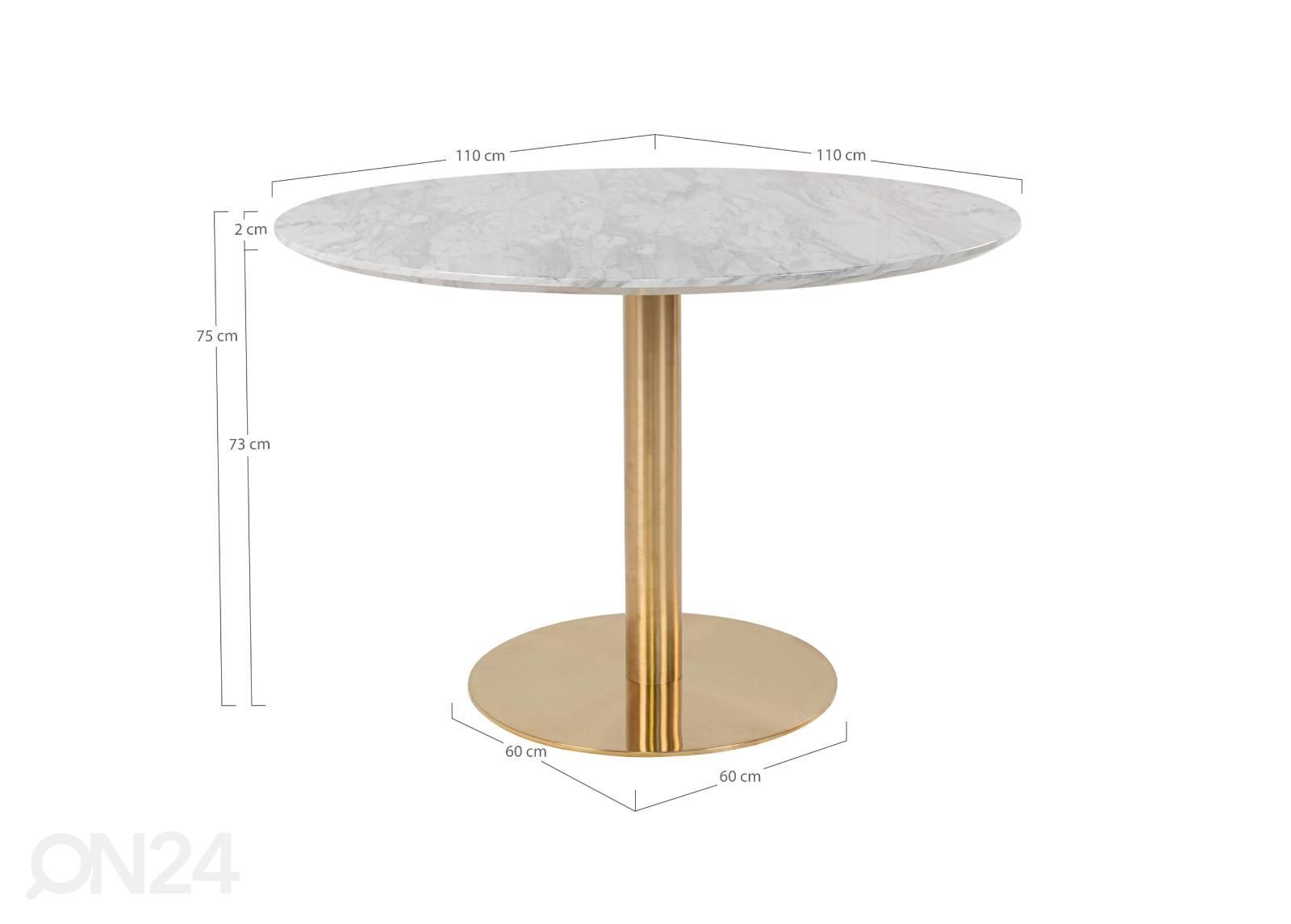 Ruokapöytä Piacenza Ø110 cm kuvasuurennos mitat