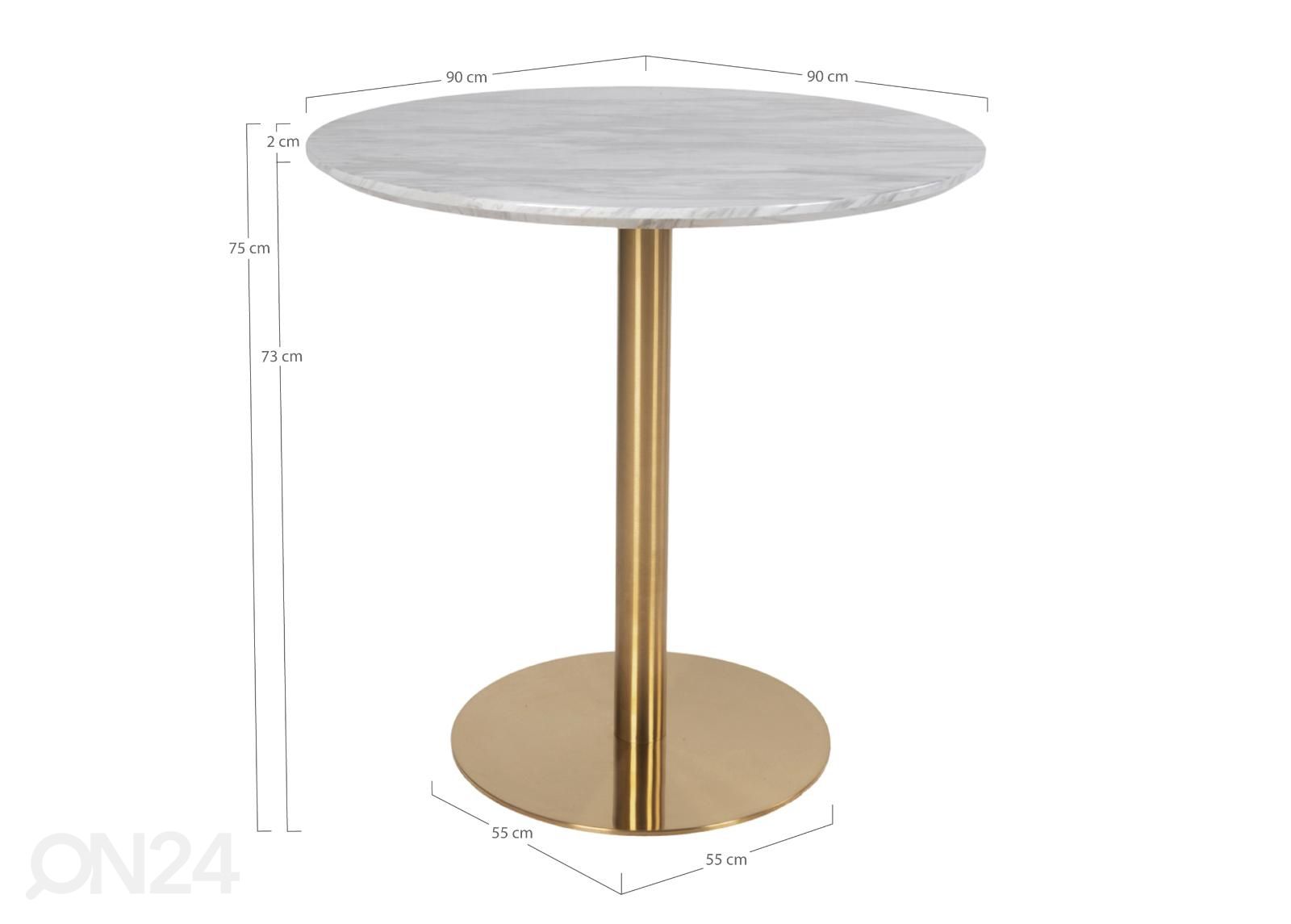 Ruokapöytä Piacenza Ø90 cm kuvasuurennos mitat