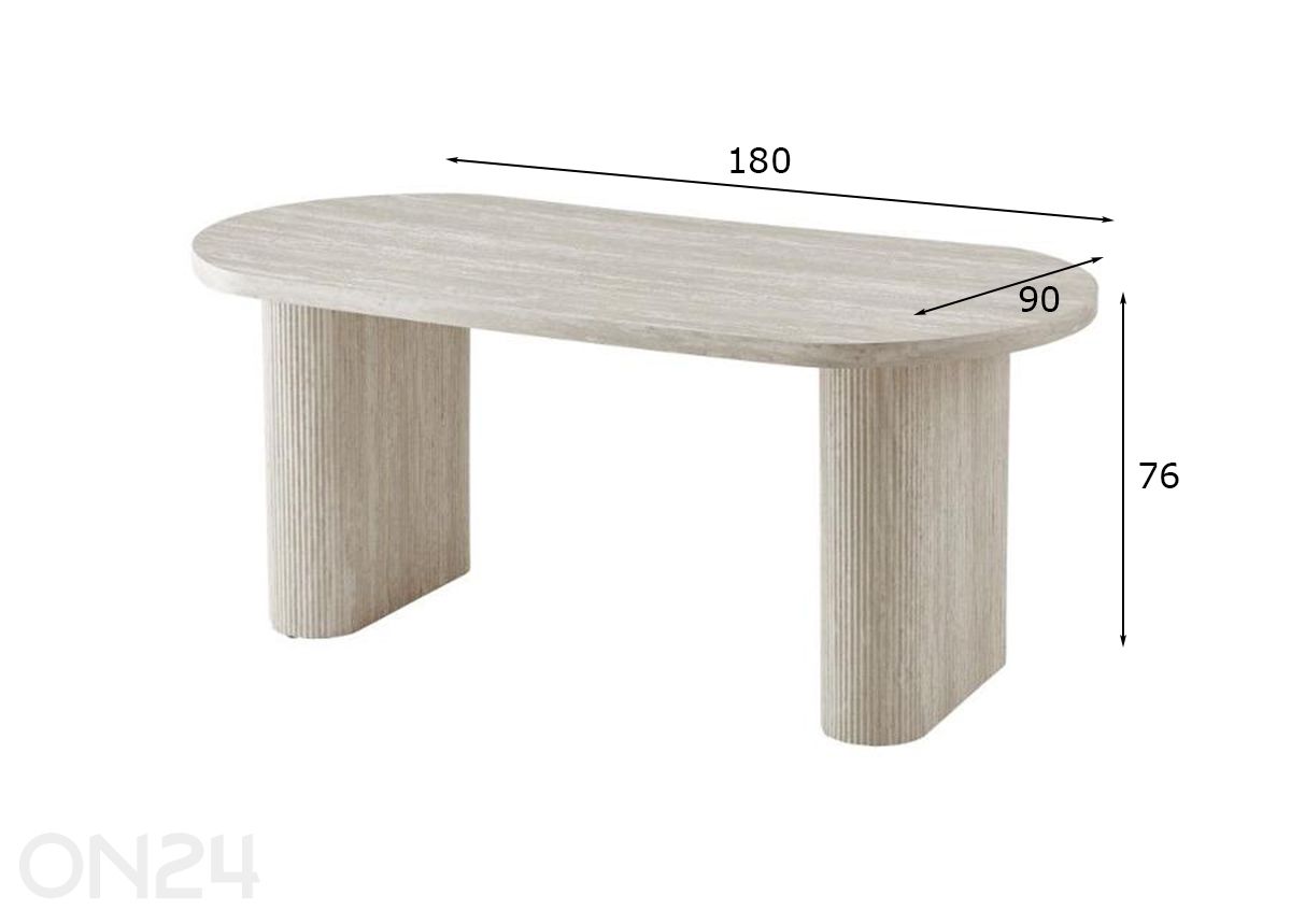 Ruokapöytä Ribbes 180x90 cm kuvasuurennos mitat
