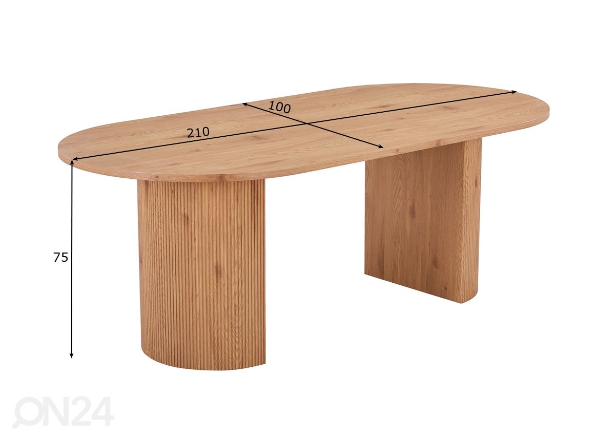 Ruokapöytä Rize 110x210 cm kuvasuurennos mitat