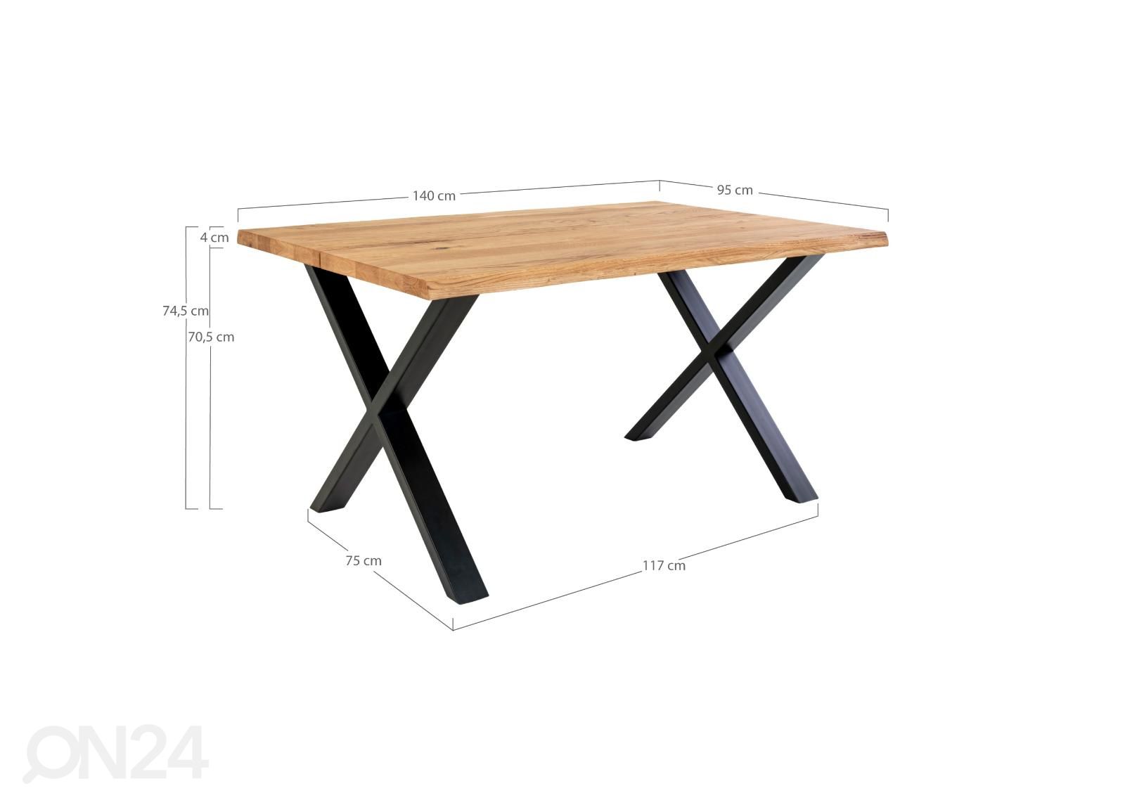 Ruokapöytä Toulouse 95x140 cm kuvasuurennos mitat
