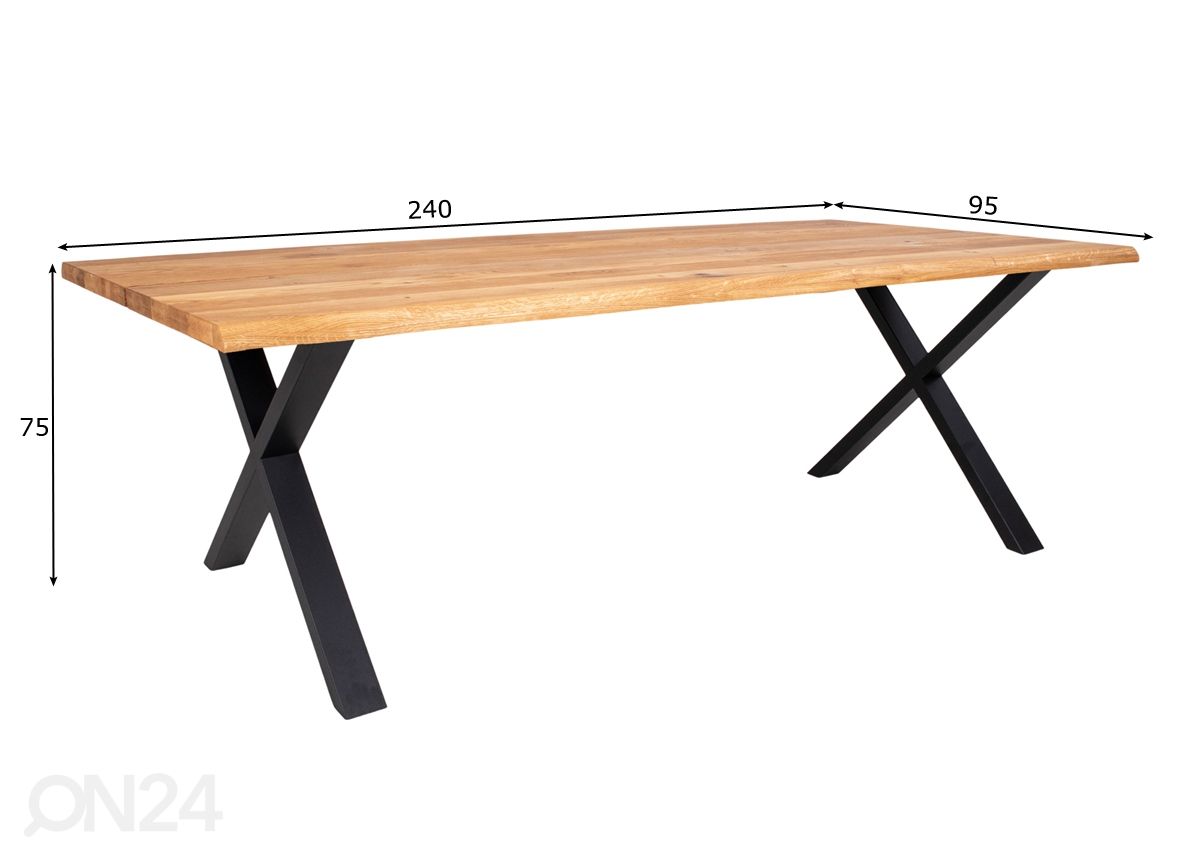 Ruokapöytä Toulouse 95x240 cm kuvasuurennos mitat