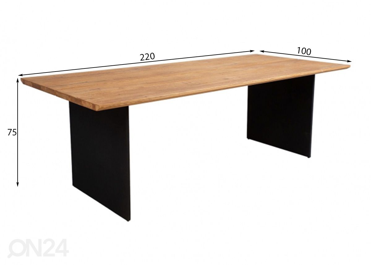 Ruokapöytä Valencia 100x220 cm kuvasuurennos mitat