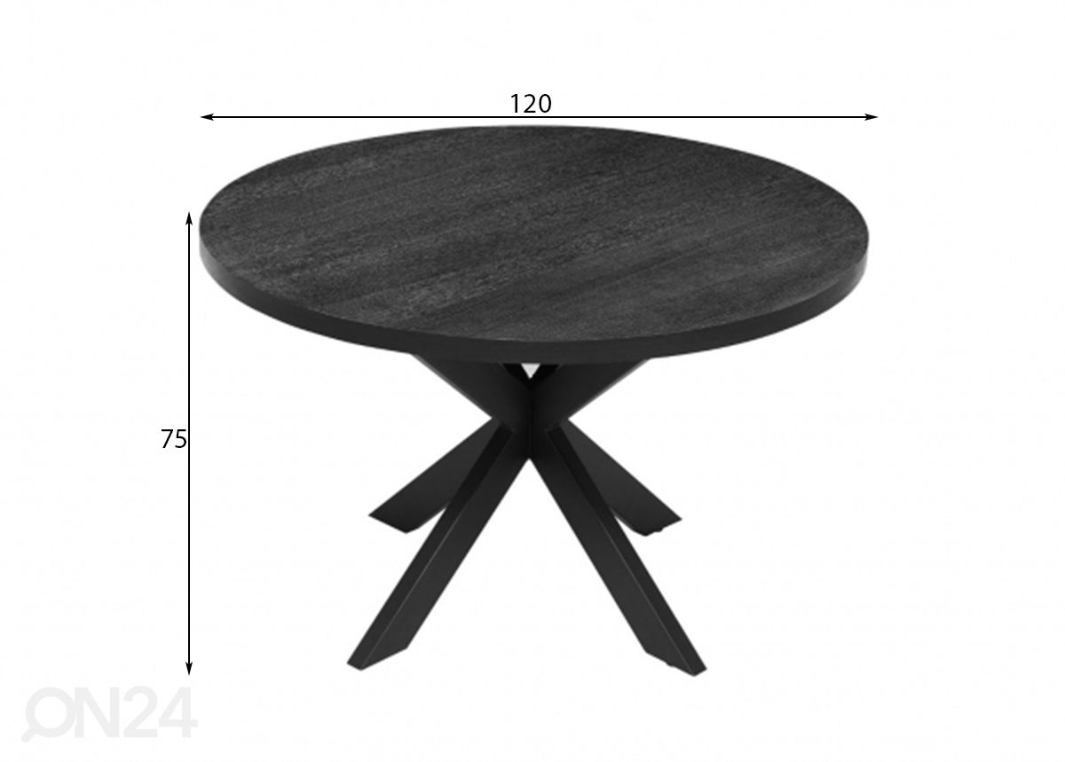 Ruokapöytä Vancouver Ø 120 cm kuvasuurennos mitat