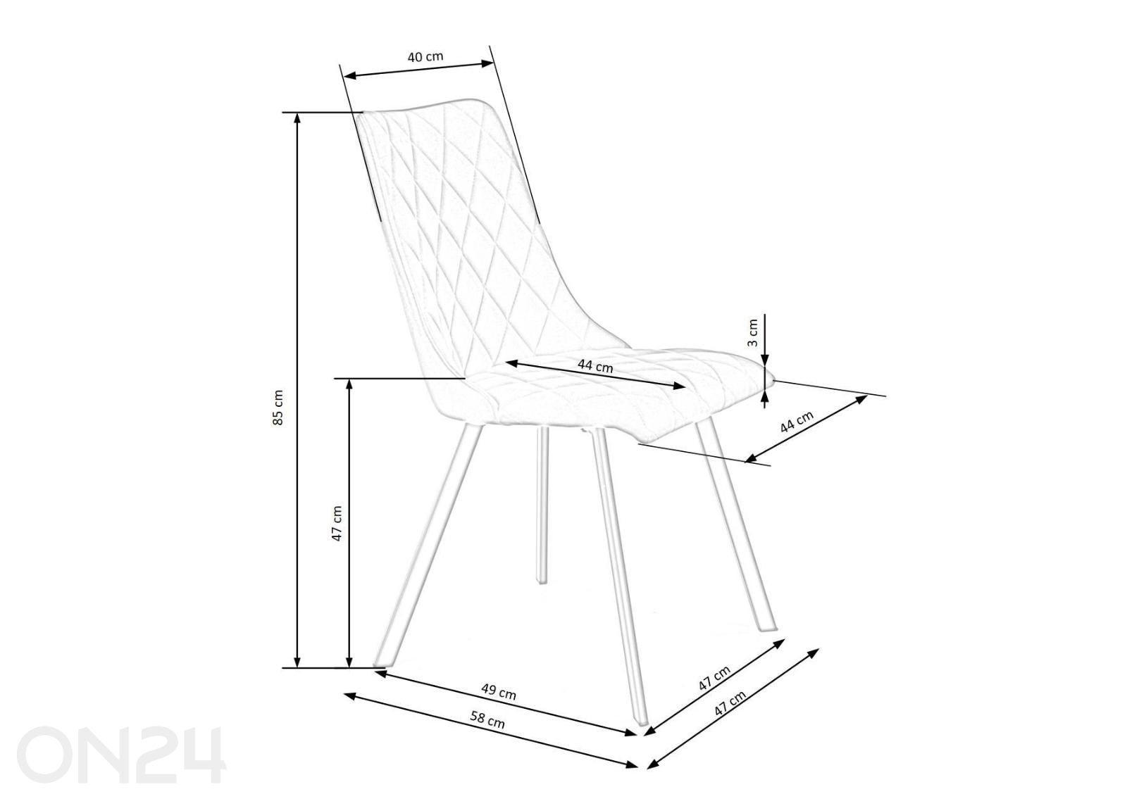 Ruokatuoli K450 kuvasuurennos mitat