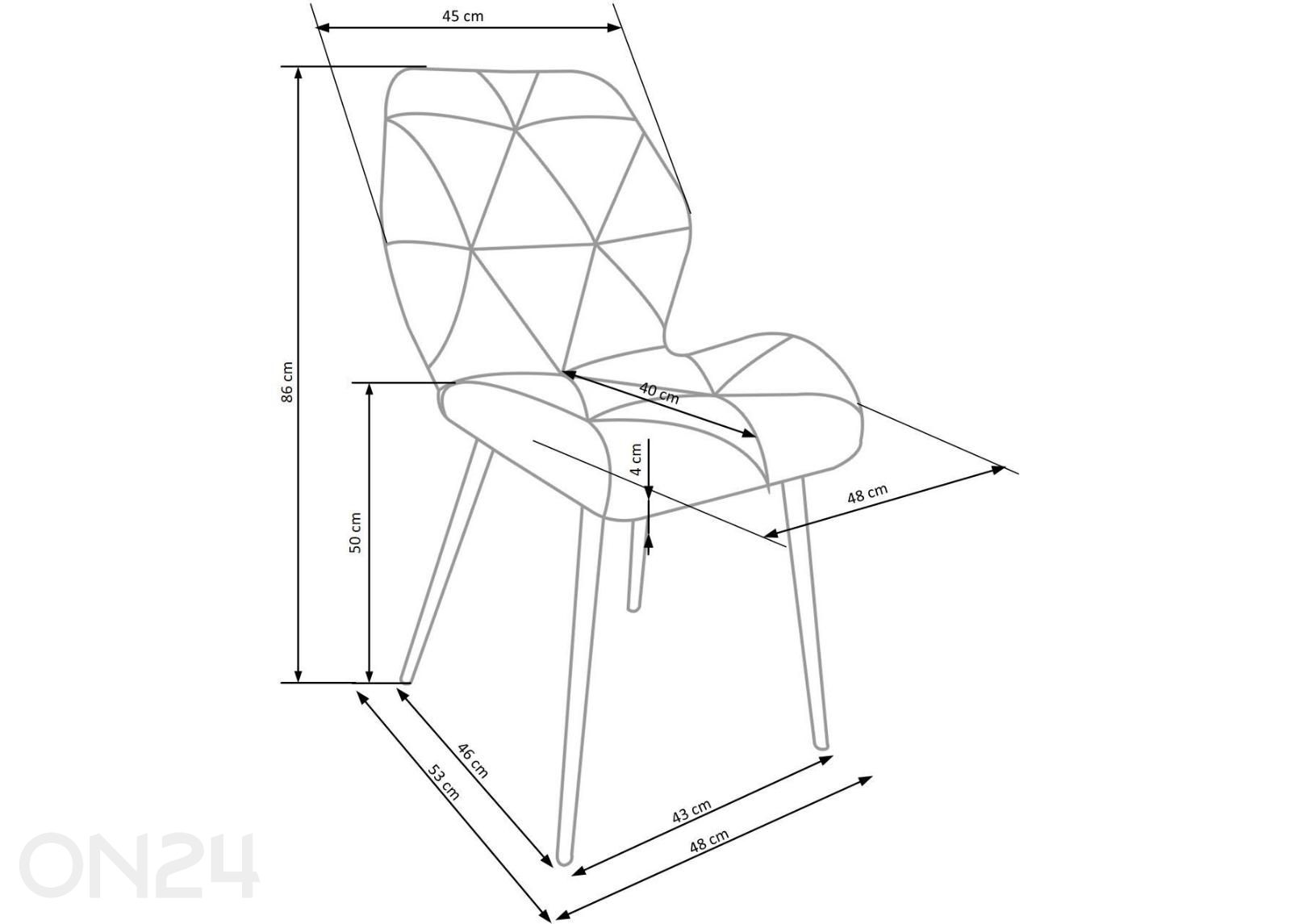 Ruokatuoli K453 kuvasuurennos mitat