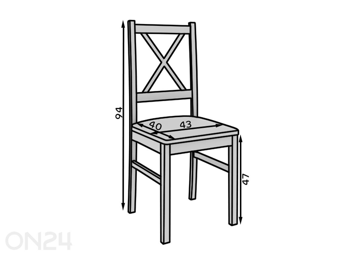 Ruokatuoli Milo X kuvasuurennos mitat