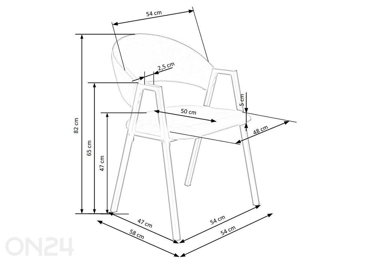 Ruokatuolit, 2 kpl kuvasuurennos mitat