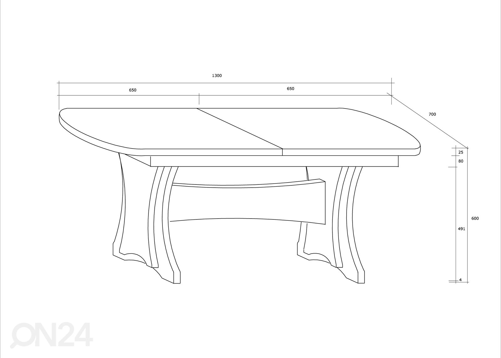 Säädettävä sohvapöytä 130/176x70 cm kuvasuurennos mitat