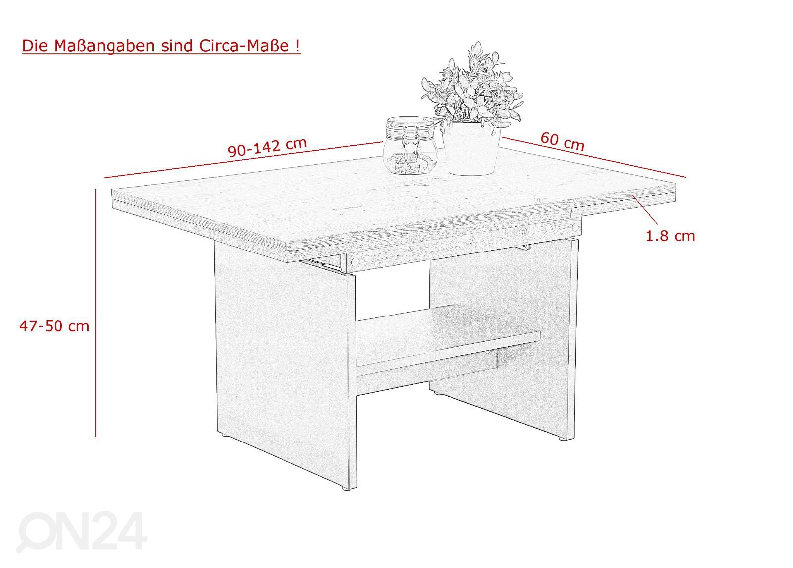 Säädettävä sohvapöytä Marcel 60x90-142 cm kuvasuurennos