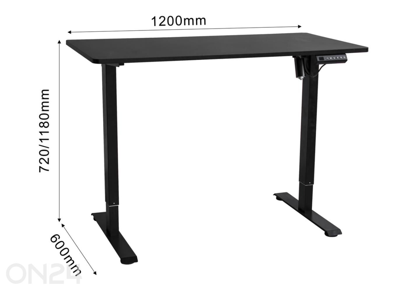 Sähköisesti säädettävä työpöytä Kento 60x120 cm kuvasuurennos mitat