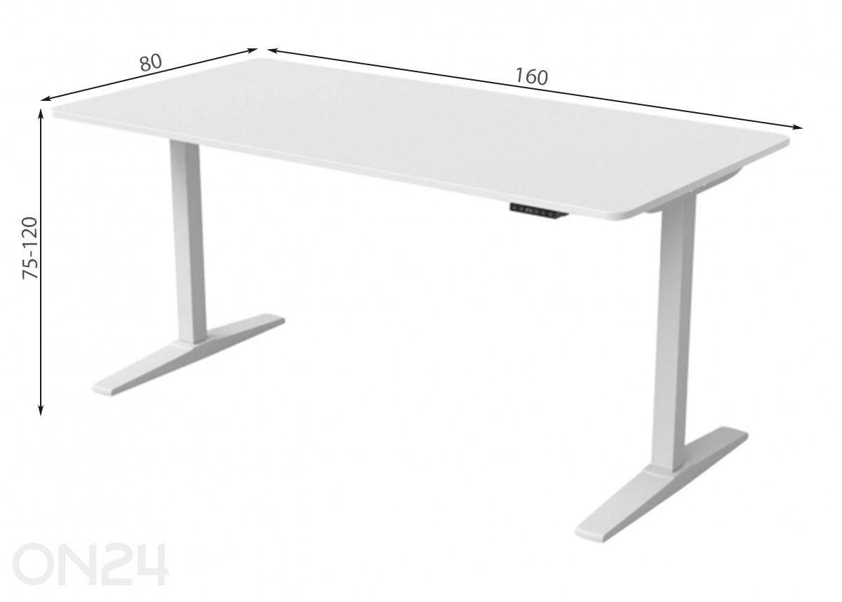 Sähköisesti säädettävä työpöytä Kento 80x160 cm kuvasuurennos mitat