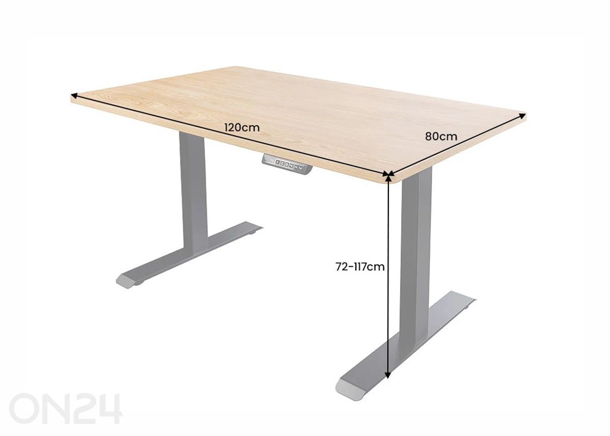 Sähköisesti säädettävä työpöytä Oak kuvasuurennos mitat