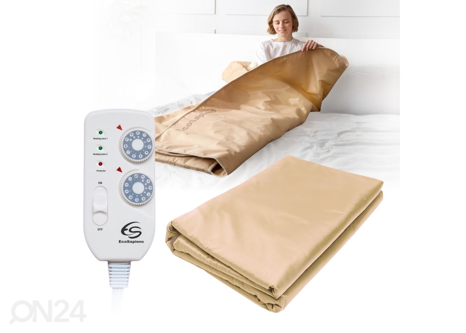 Sähkölämmitteinen peitto, peitto infrapunasauna tehosteella EcoSapiens 180x220 cm, beige kuvasuurennos