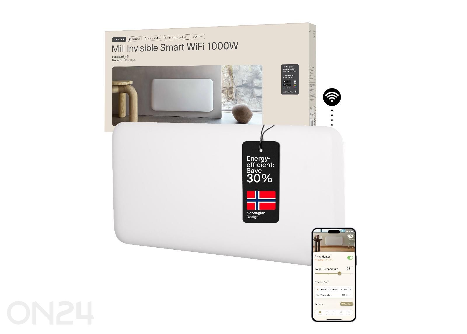 Sähköpatteri Mill Invisible Smart WiFi Gen.4 PA1000WIFI4 kuvasuurennos
