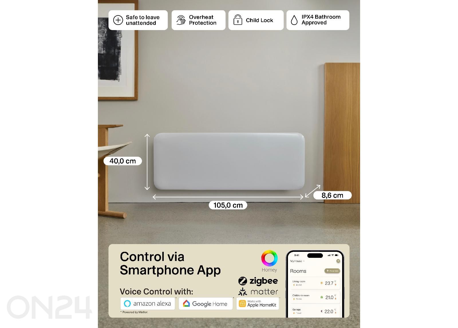 Sähköpatteri Mill Invisible Smart WiFi Gen.4 PA1300WIFI4 kuvasuurennos mitat