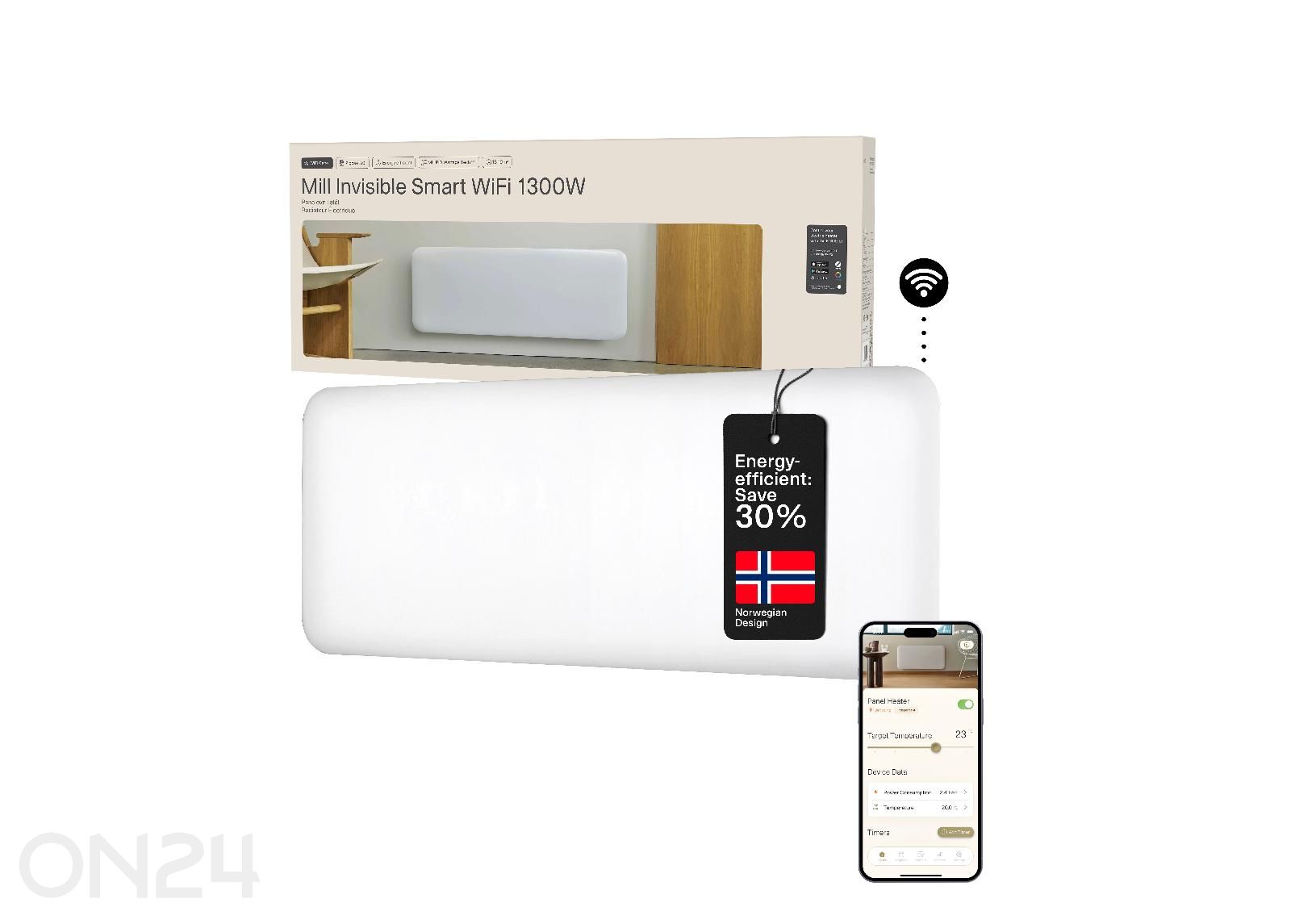Sähköpatteri Mill Invisible Smart WiFi Gen.4 PA1300WIFI4 kuvasuurennos