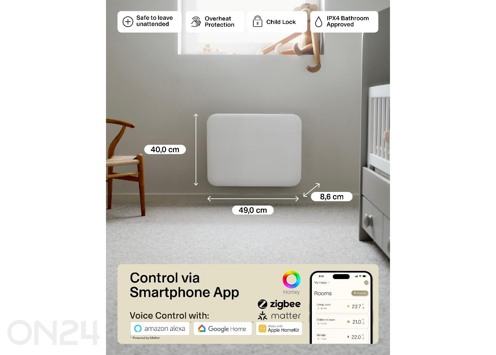 Sähköpatteri Mill Invisible Smart WiFi Gen.4 PA400WIFI4 kuvasuurennos mitat