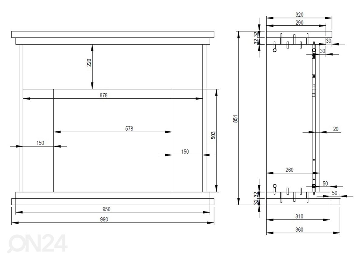 Sähkötakka Aflamo Lagos LED 60 3D kuvasuurennos mitat