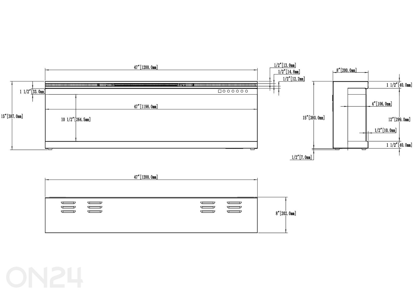 Sähkötakka Aflamo Unique PRO 120 kuvasuurennos mitat