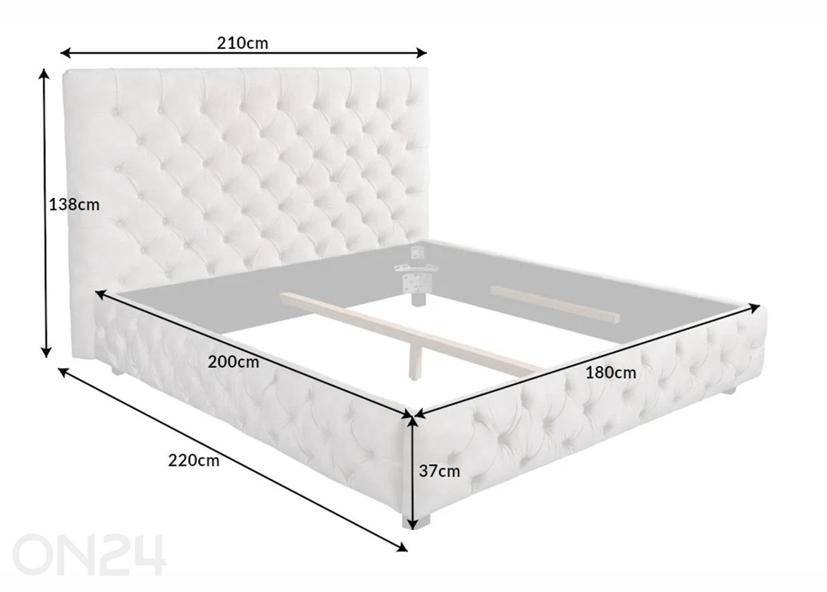 Sänky Chesterfiled 180x200 cm kuvasuurennos mitat