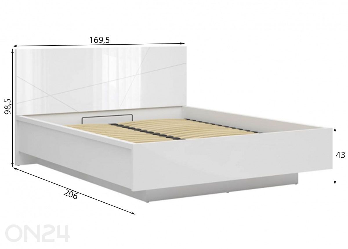 Sänky Forn säilytyslaatikolla 160×200 cm kuvasuurennos mitat