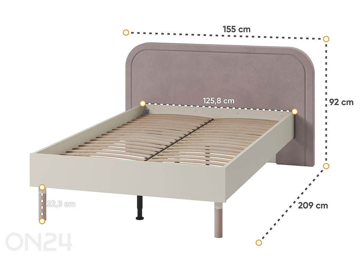 Sänky Harmony 120x200 cm kuvasuurennos mitat
