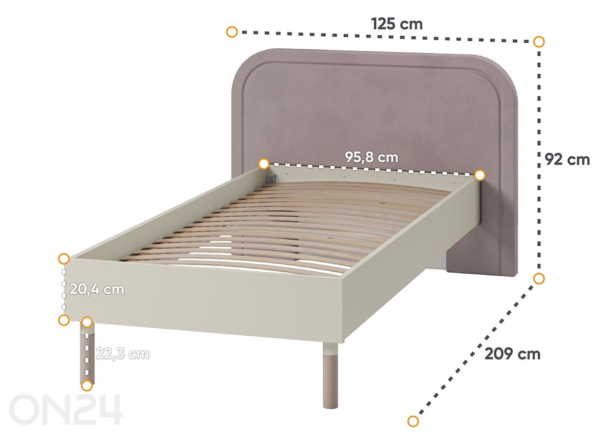Sänky Harmony 90x200 cm kuvasuurennos mitat