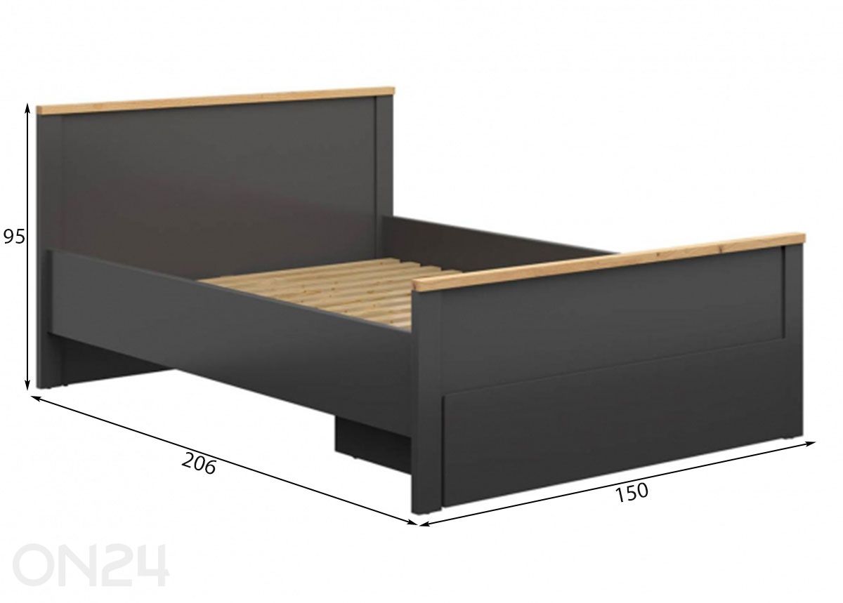 Sänky Hesen 140x200 cm kuvasuurennos mitat