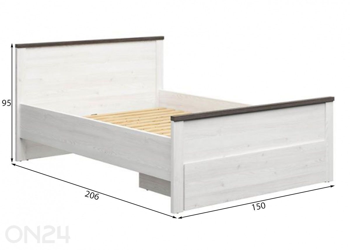 Sänky Hesen 140x200 cm kuvasuurennos mitat