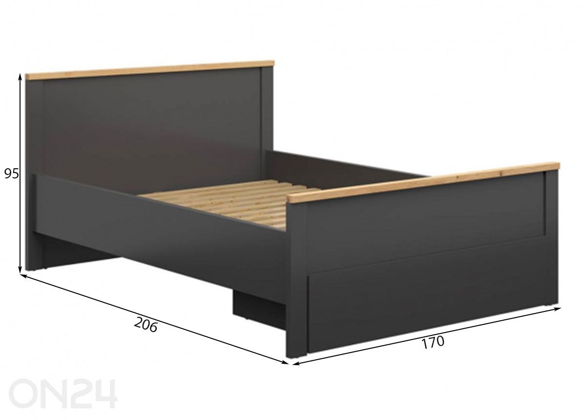 Sänky Hesen 160x200 cm kuvasuurennos mitat