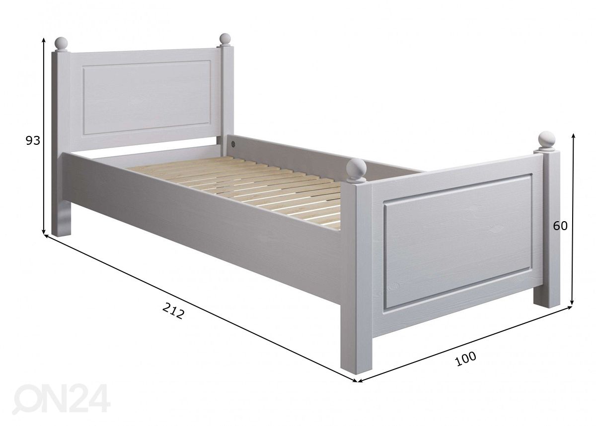 Sänky Mila 90x200 cm kuvasuurennos mitat
