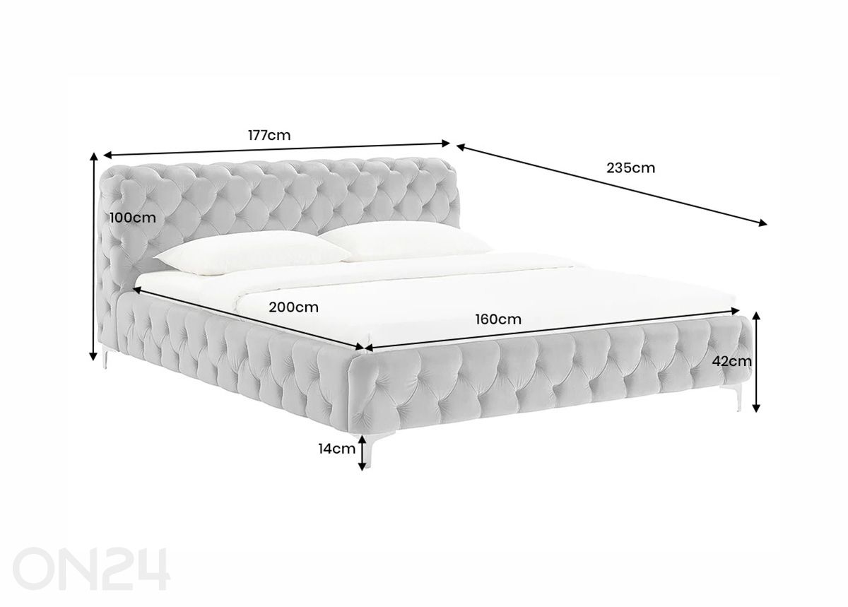 Sänky Modern Barock 160x200 cm kuvasuurennos mitat