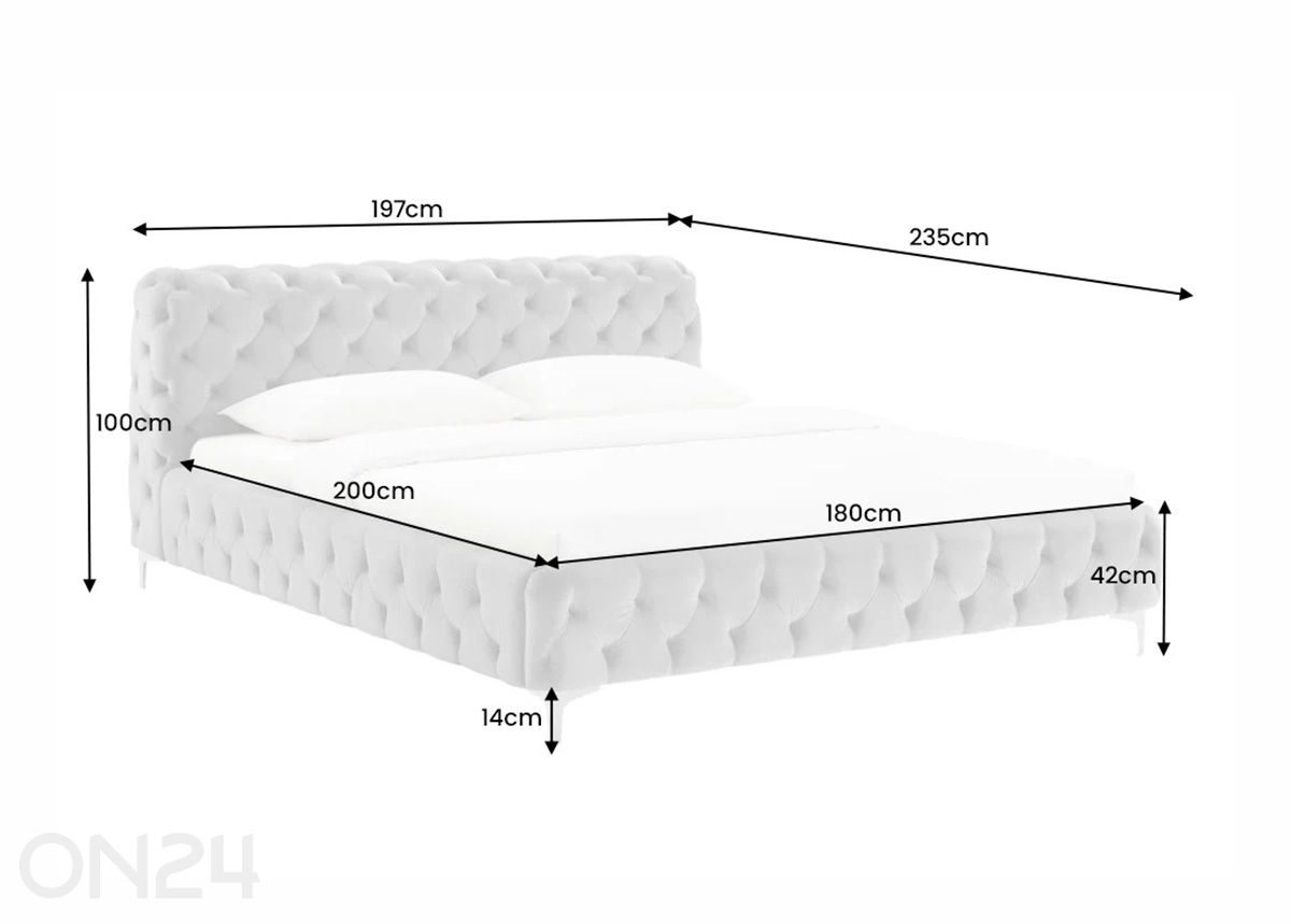 Sänky Modern Barock 180x200 cm kuvasuurennos mitat