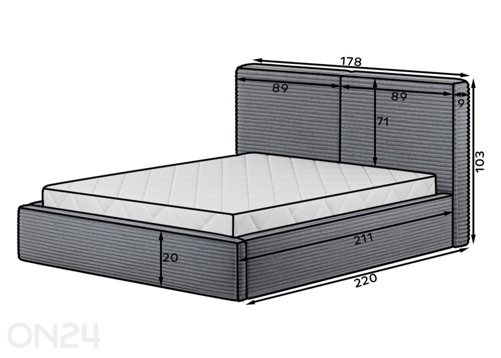 Sänky säilytyslaatikolla Pesillo, 160×200 cm kuvasuurennos mitat