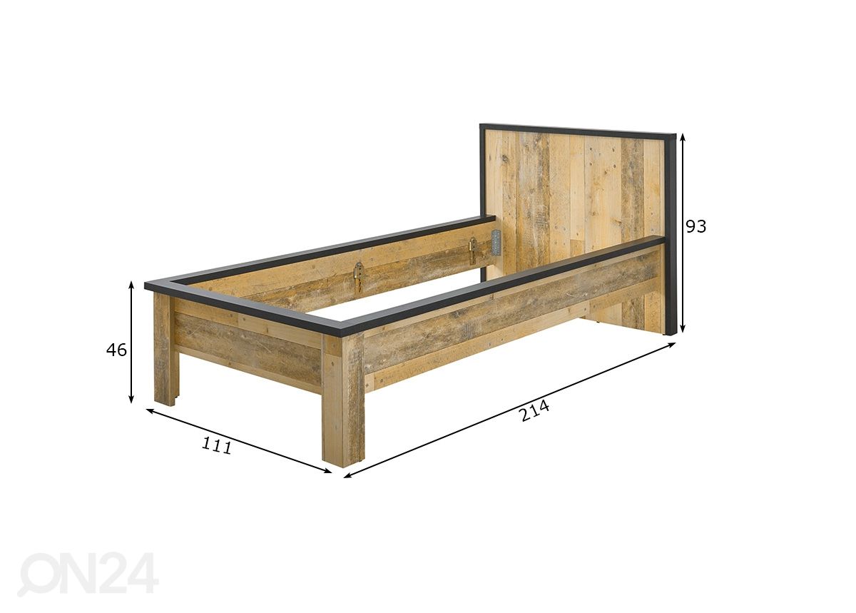Sänky Sherwood 90x200 cm kuvasuurennos mitat
